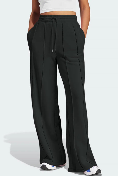 'Zelle' Drawstring Wide Leg Active Pants - Celes Fashion